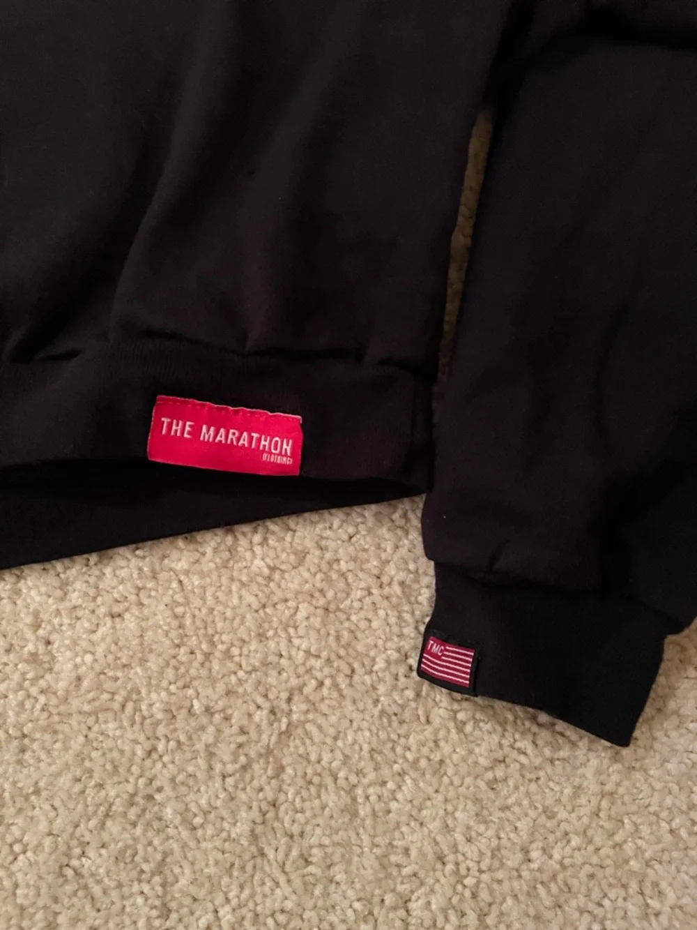 The Marathon Clothing Black Cropped Crewneck with White Logo - Picture 3 of 8